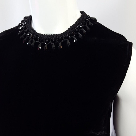 Vintage 60's Baar & Beards Black Velvet Beaded Tank - Picture 4 of 13